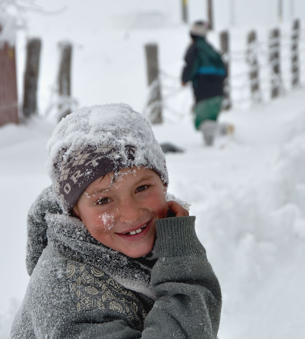 young boys playing in snow