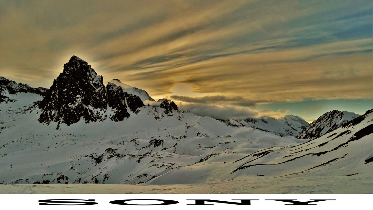 sunset of the heights of tignes,france