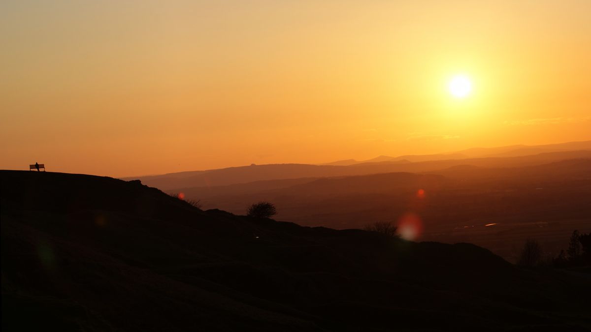 The sun was setting over Cleave Hill, Cheltenham, the day before the 'Super Moon'.