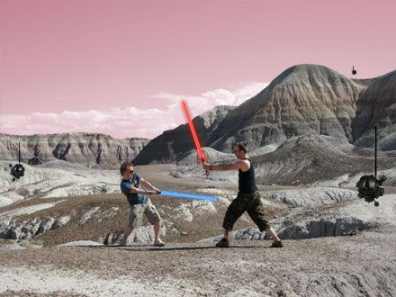 Driving across Route 66, we had to stop off for some star wars action with the amazing landscape. sky colour may have been blue at the time :-)